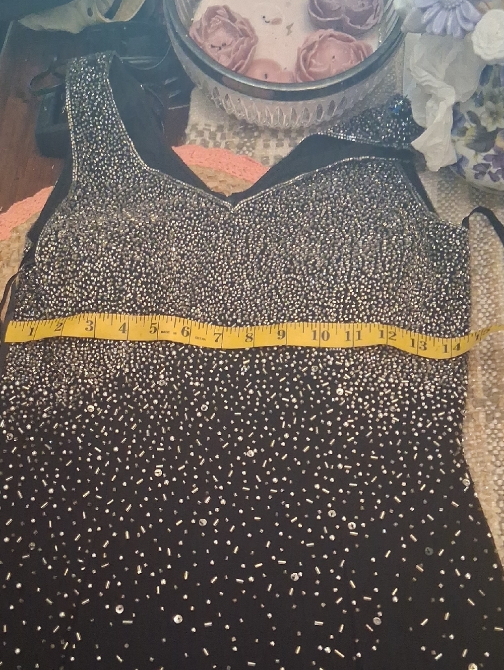 Vintage Tootsies Beaded Silk Dress Size Large - Picture 12 of 13